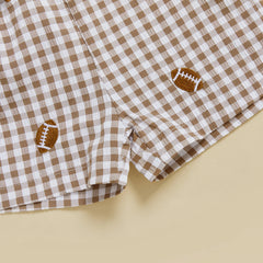 Toddler Baby Boy Letter Print Tee & Plaid Shorts 2-Piece Football Outfit
