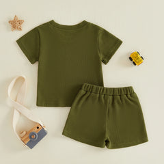 12M - 5T Baby Boys Tractor Embroidery Tops and Shorts Set