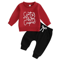 Toddler Boy Letter-Print Sweatshirt Valentine’s set