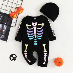 0–18M Baby Skeleton Romper & Hat Halloween Outfit