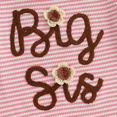 Sister Matching Floral Letter Top & Striped Shorts Outfit Set