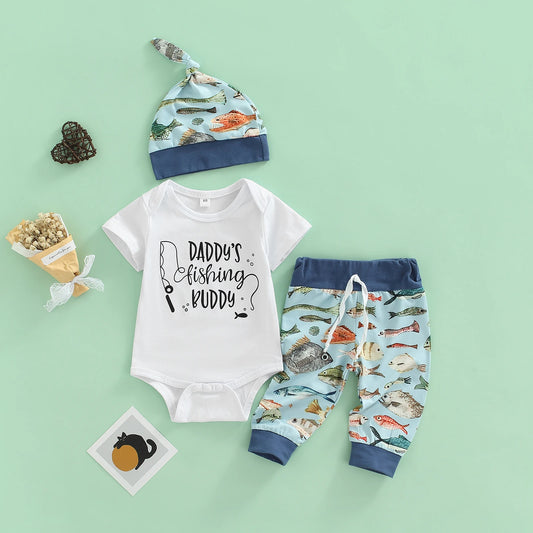 Newborn Baby Boy Fishes Patchwork Outfit