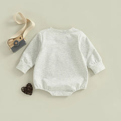 0–24M Baby Boy Football Long Sleeve Onesie with Rugby & Letter Print