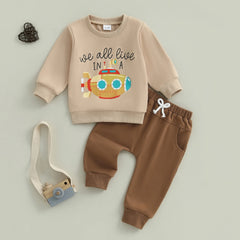 Toddler Boy Submarine Print Sweatshirt & Pants Fall Outfit
