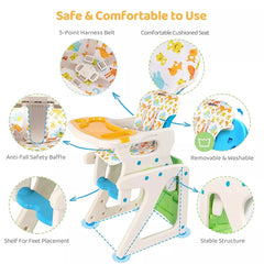 3-in-1 Adjustable Baby High Chair with Reclining Backrest & Feeding Tray (6m–6y)