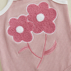 Baby Girl Embroidered Romper, Ruffle Shorts & Headband Set