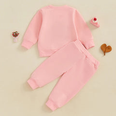 12M - 3T Toddler Girls Valentine's Day Letter Heart Embroidery Set