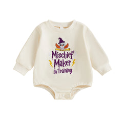 Unisex Baby Sweatshirt Casual Owl Letter Embroidery Long Sleeve Onesie