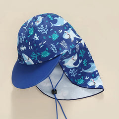Baby Boy Cartoon Striped Shark Print Swimsuit