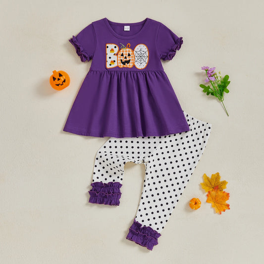 Toddler Baby Girl Pumpkin Top & Ruffled Pants Halloween Outfit