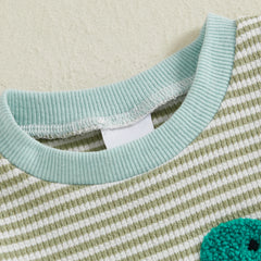 Newborn Baby Boys Long Sleeve Stripes Duck Embroidery Casual Autumn Romper