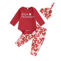 Baby Girls Valentine’s Letter Romper & Heart Pants Set