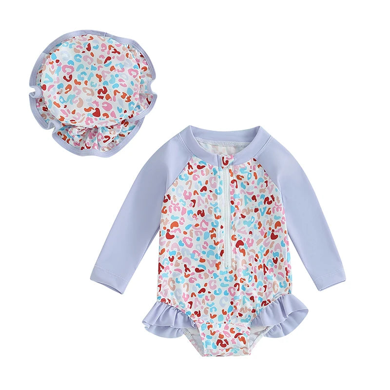Baby Girls Floral Print Bathing Suit Set