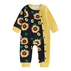 Baby Girl Autumn Flower Print Long Sleeve Romper