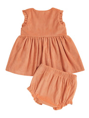 Baby Girl Sleeveless Top & Ruffle Shorts Pumpkin Halloween Set
