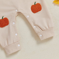 Unisex Baby Long Sleeve Crew Neck Embroidery Pumpkin Halloween Romper