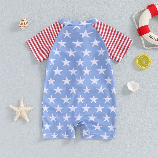 Baby Boy Independence Swimwear Star Stripe Patchwork Swimwear
