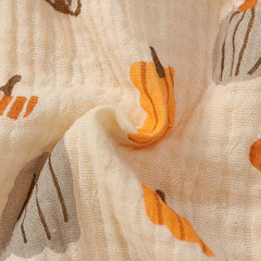 Baby Girl Pumpkin Print Halloween Onesie with Ruffles & Headband