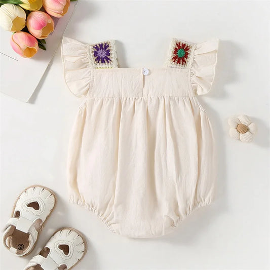 Newborn Baby Girl Crochet Flower Onesie
