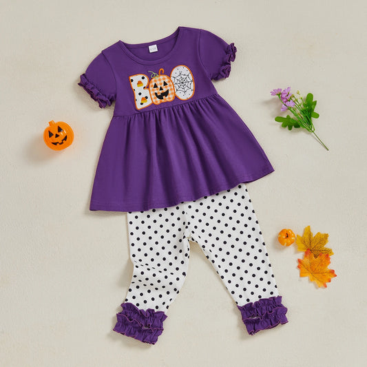 Toddler Baby Girl Pumpkin Top & Ruffled Pants Halloween Outfit