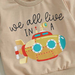 Toddler Boy Submarine Print Sweatshirt & Pants Fall Outfit