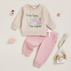 Toddler Baby Girl Santa Sack Sweatshirt & Pants Christmas Outfit