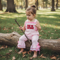 Toddler Baby Girls Valentine’s Heart Print Bell-Bottom Romper