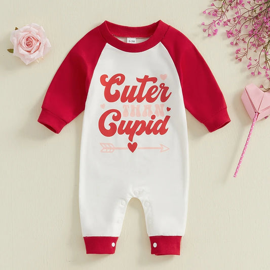 Baby Girls Valentine’s Long Sleeve Heart & Arrow Romper