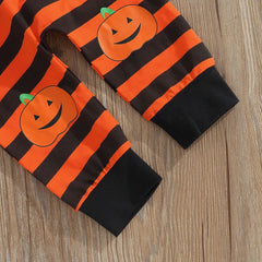 0–12M Baby Boy Long Sleeve Onesie + Striped Pants Halloween Outfit