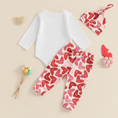 Baby Girls Valentine’s Letter Romper & Heart Pants Set