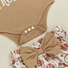 Baby Girl Western Cowgirl Hat & Letter Outfit Set