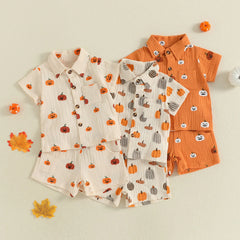 Unisex Pumpkin Halloween Tee & Shorts Outfit