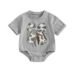 Baby Girl Bow-Print Loose-Fit Short-Sleeve Onesie