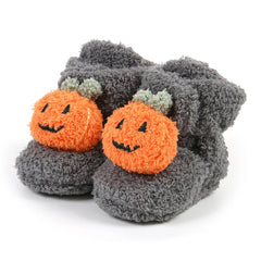 0–18M Unisex Newborn Soft Fleece Halloween Pumpkin Baby Booties