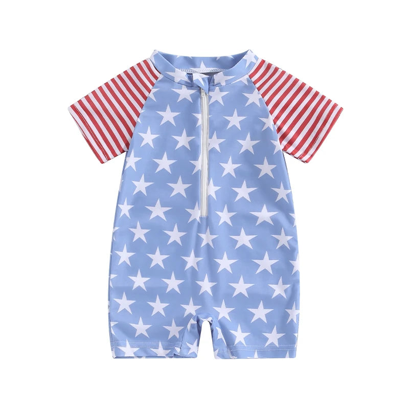 Baby Boy Independence Swimwear Star Stripe Patchwork Swimwear