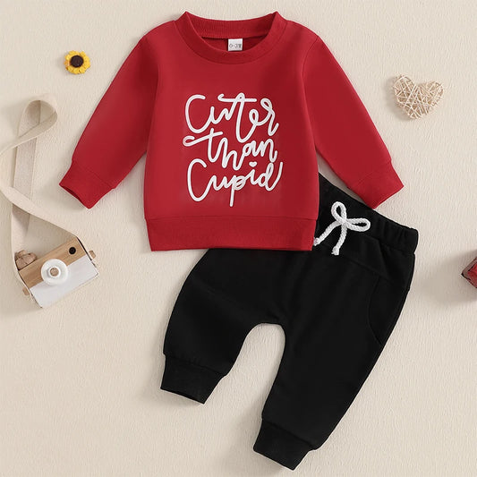 Toddler Boy Letter-Print Sweatshirt Valentine’s set