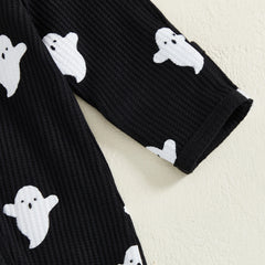 Baby Boys’ Halloween Ghost Print Footies with Hat
