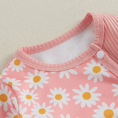 Baby Girl Autumn Flower Print Long Sleeve Romper