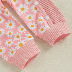 Baby Girl Autumn Flower Print Long Sleeve Romper