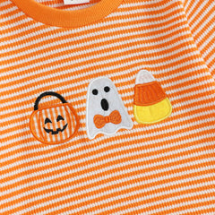 Newborn Pumpkin & Ghost Embroidery, Long Sleeve Fall Halloween Onesie