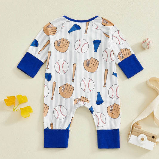 0-1Y Baby Boy Baseball Fall Romper