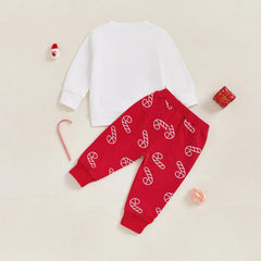 Toddler Baby Boy Candy Cane Sweatshirt & Pants Christmas Outfit
