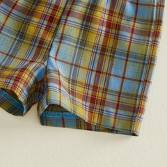 Baby Boys Plaid Overall Shorts and Hat Outfit