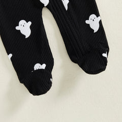 Baby Boys’ Halloween Ghost Print Footies with Hat