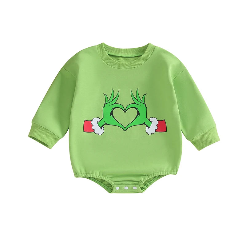 Baby Unisex Holiday Grinch Sweatshirt Bubble Romper