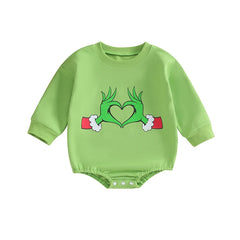 Baby Unisex Holiday Grinch Sweatshirt Bubble Romper