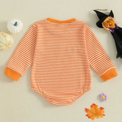 Newborn Pumpkin & Ghost Embroidery, Long Sleeve Fall Halloween Onesie