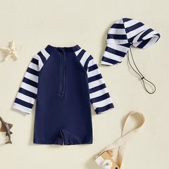 Baby Boys Rash Guard Dinosaur Swimsuit With Swim Cap