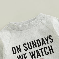 0–18M Baby Unisex “No Sundays We Watch Football with Daddy Mommy” Letter  Romper