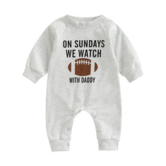 0–18M Baby Unisex “No Sundays We Watch Football with Daddy Mommy” Letter  Romper
